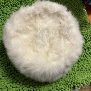 Michael Terre Snowball Pillbox Hat Faux Fur Hat NWT